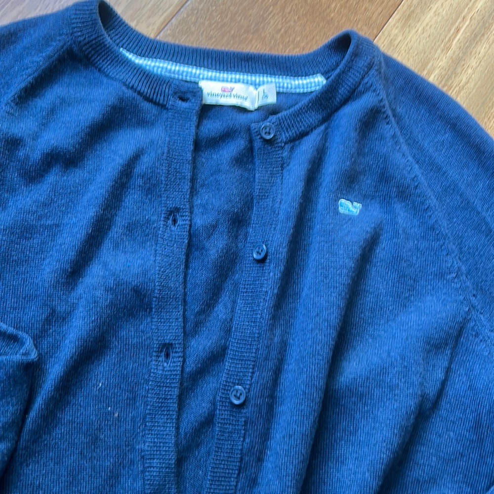 NWOT girls VINEYARD VINES button up signature whale navy blue cardigan
